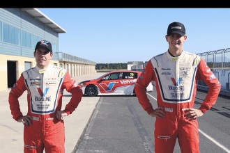 Cameron and Casha with GRM-run Peugeot cars in TCR Australia